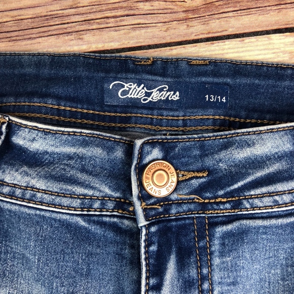 Elite Jeans Distressed Raw Hem Skinny Size 13/14 - Picture 3 of 6